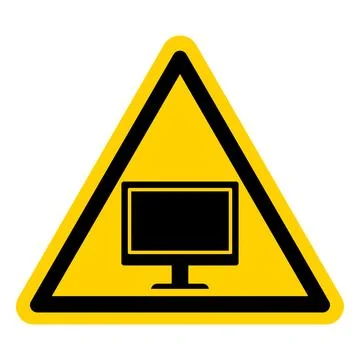 Caution Sign Alerting to Potential Hazard with Computer Monitor Icon Stock-Illustration