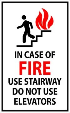 Caution Sign In Case of Fire Use Stairway Do Not Use Elevators Stock Illustration