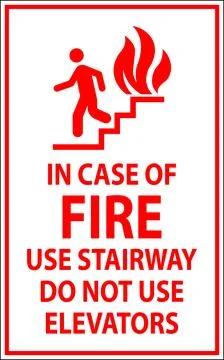 Caution Sign In Case of Fire Use Stairway Do Not Use Elevators Stock Illustration
