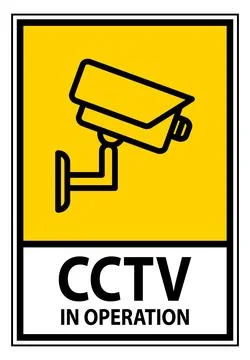 Caution Sign of CCTV Surveillance Camera in Operation for Security Monitoring Stock Illustration