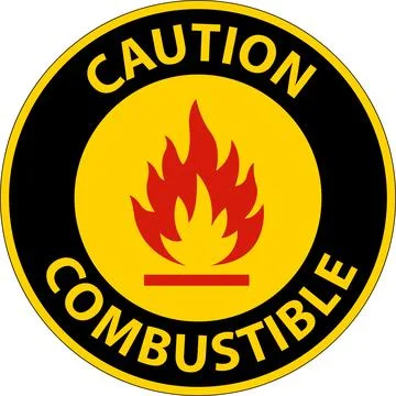 Caution Sign Combustible On White Background Stock Illustration