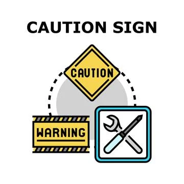 Caution sign concept showing warning and service icons Stock-Illustration