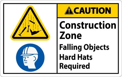 Caution Sign, Construction Zone, Falling Objects Hard Hats Required イラスト素材