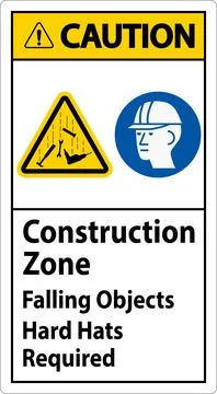 Caution Sign, Construction Zone, Falling Objects Hard Hats Required イラスト素材