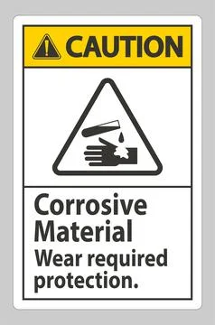 Caution Sign Corrosive Materials,Wear Required Protection Stock Illustration