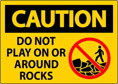 Caution Sign Do Not Play On or Around Rocks Illustrazione stock