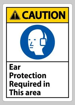 Caution Sign Ear Protection Required In This Area Symbol Ilustración de archivo