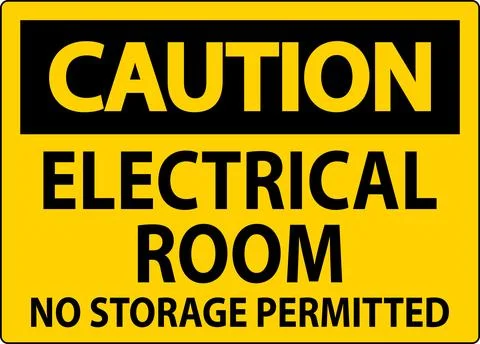 Caution Sign Electrical Room, No Storage Permitted Ilustración de archivo