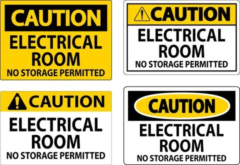 Caution Sign Electrical Room, No Storage Permitted Ilustración de archivo