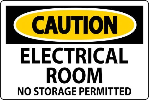 Caution Sign Electrical Room, No Storage Permitted Ilustración de archivo