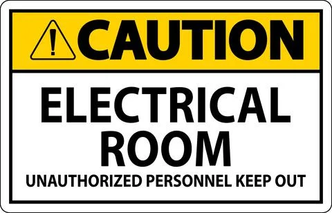 Caution Sign Electrical Room - Unauthorized Personnel Keep Out Ilustración de archivo