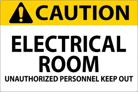Caution Sign Electrical Room - Unauthorized Personnel Keep Out Ilustración de archivo