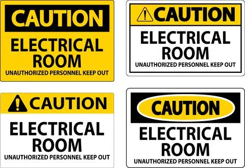 Caution Sign Electrical Room - Unauthorized Personnel Keep Out Stock Illustration