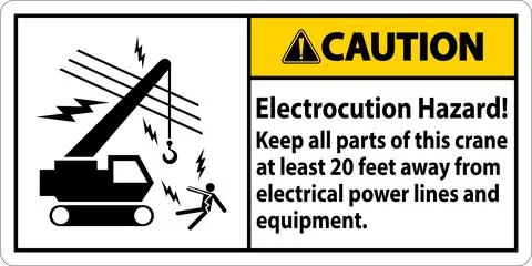 Caution Sign Electrocution Hazard, Keep All Parts Of This Crane At Least 20.. Stock Illustration