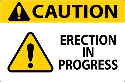 Caution Sign Erection In Progress. Stock Illustration