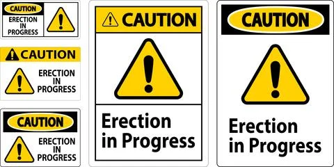 Caution Sign Erection In Progress. Stock Illustration