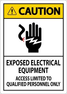 Caution Sign Exposed Electrical Equipment, Access Limited To Qualified Pers.. Stock Illustration