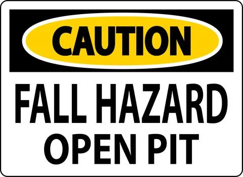 Caution Sign Fall Hazard - Open Pit Stock Illustration