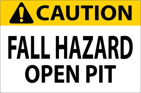 Caution Sign Fall Hazard - Open Pit Stock Illustration
