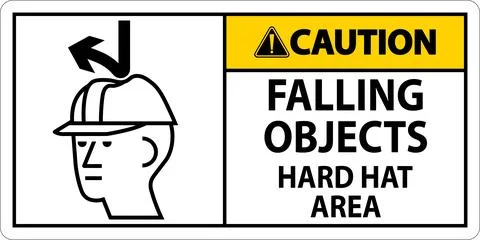 Caution Sign, Falling Objects Hard Hat Area Stock Illustration