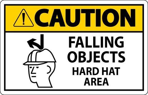 Caution Sign, Falling Objects Hard Hat Area Stock Illustration