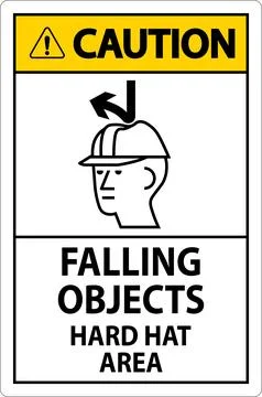 Caution Sign, Falling Objects Hard Hat Area Stock Illustration