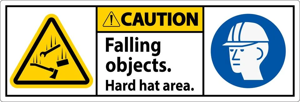 Caution Sign, Falling Objects Hard Hat Area イラスト素材