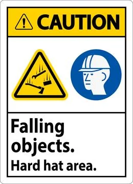 Caution Sign, Falling Objects Hard Hat Area Stock Illustration