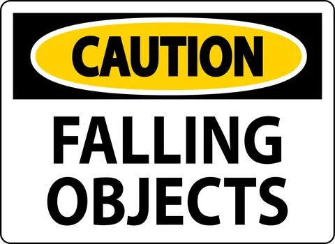 Caution Sign, Falling Objects Stock Illustration