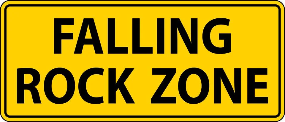 Caution Sign, Falling Rock Zone Ilustração Stock