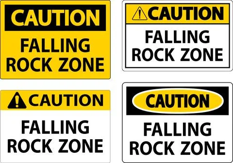 Caution Sign, Falling Rock Zone Ilustração Stock