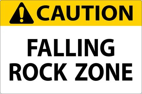 Caution Sign, Falling Rock Zone Ilustração Stock