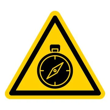 Caution Sign Featuring Compass in Triangle Shape for Safety Alerts Stock Illustration
