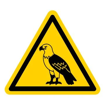Caution Sign Featuring Eagle Symbol on Yellow Background for Awareness Stock-Illustration