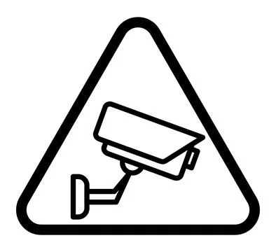 Caution Sign Featuring Security Camera Symbol for Surveillance Purposes Stock Illustration