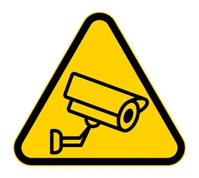 Caution Sign Featuring Security Camera in Yellow Triangle for Safety Alerts Stock Illustration