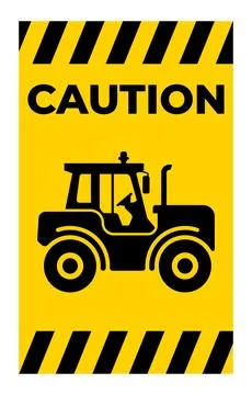 Caution Sign Featuring a Tractor Icon Stock Illustration