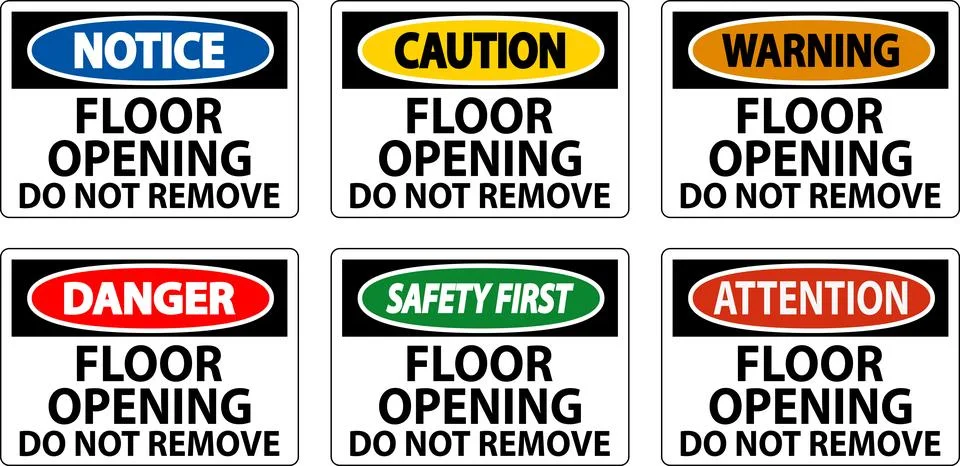 Caution Sign, Floor Opening Do Not Remove Stock Illustration
