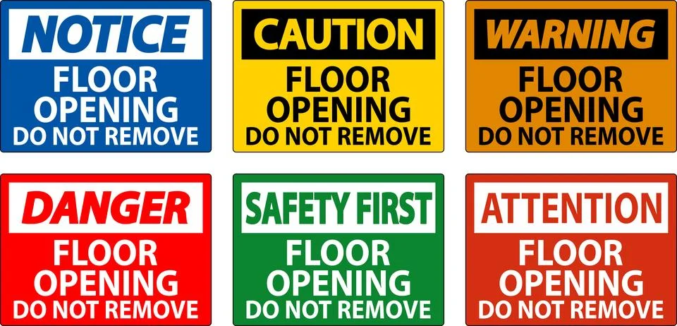 Caution Sign, Floor Opening Do Not Remove Stock Illustration
