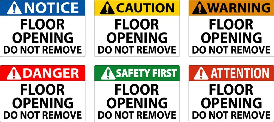 Caution Sign, Floor Opening Do Not Remove Stock Illustration