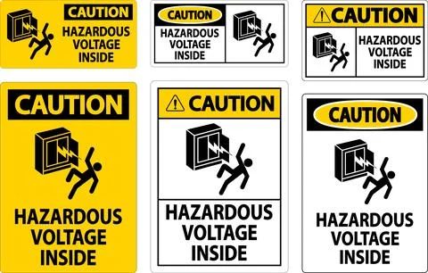 Caution Sign Hazardous Voltage Inside Stock Illustration