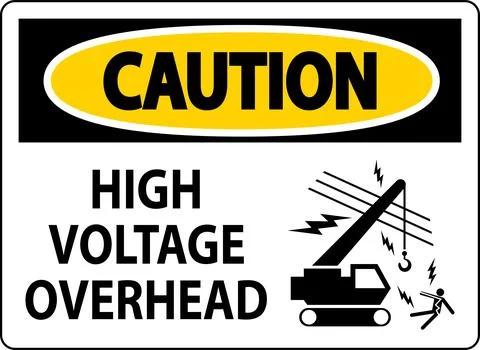 Caution Sign High Voltage Overhead Stock Illustration