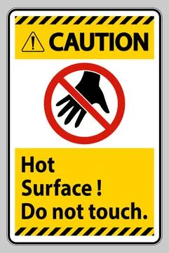 Caution Sign Hot Surface Do Not Touch On White Background Stock Illustration