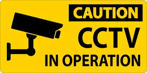 Caution Sign Indicating CCTV Camera In Operation for Security Precautions Stock Illustration