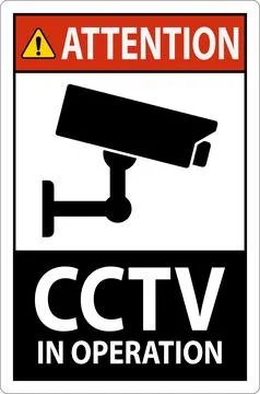 Caution Sign Indicating CCTV Surveillance in Operation for Safety Precautions Stock Illustration