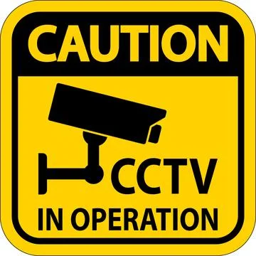Caution Sign Indicating CCTV Surveillance in Operation for Security Measures Stock Illustration