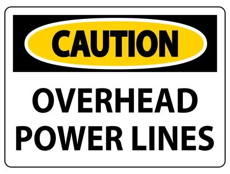 Caution Sign Indicating Overhead Power Lines for Safety Awareness 스톡 일러스트
