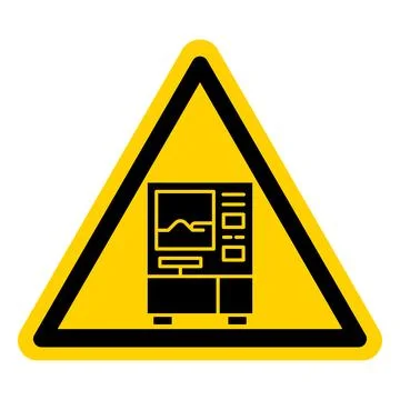 Caution Sign Indicating Potential Electrical Hazard with Computer Equipment Stock Illustration