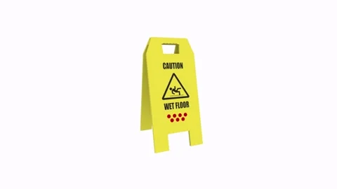 Caution sign indicating slippery surface in a 3D rendering 스톡 동영상 303860243