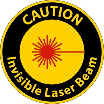 Caution Sign invisible laser beam On White Background Illustrazione stock